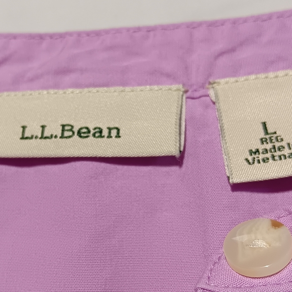L.L. Bean EUC Women's Half Button Down Shirt, Large, 2 Pockets, 3/4 Tab Sleeve - Picture 2 of 10